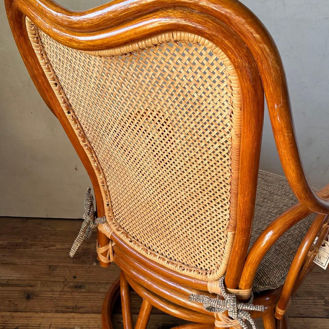 未使用 保管品 ラタン ラウンジチェア 回転式