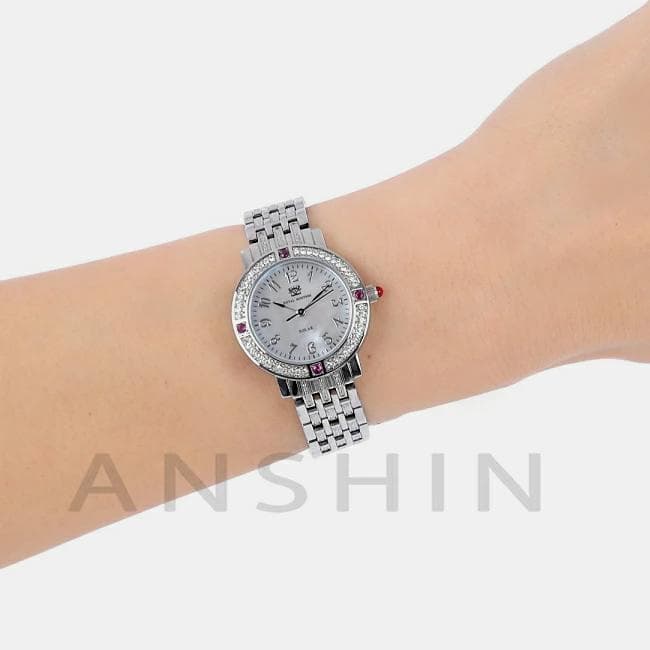 新品 ロイヤルモントレス ソーラー　ルビー4石　レディース 腕時計 シルバー