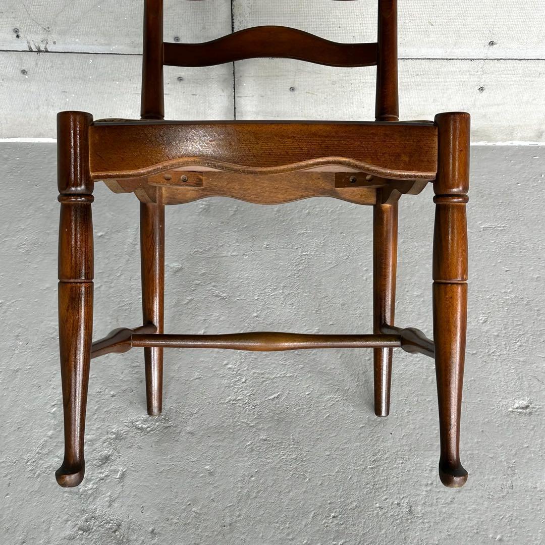 飛騨産業 キツツキ マーク｜ 花柄座面 ラダーバックチェア ｜ 昭和レトロ家具