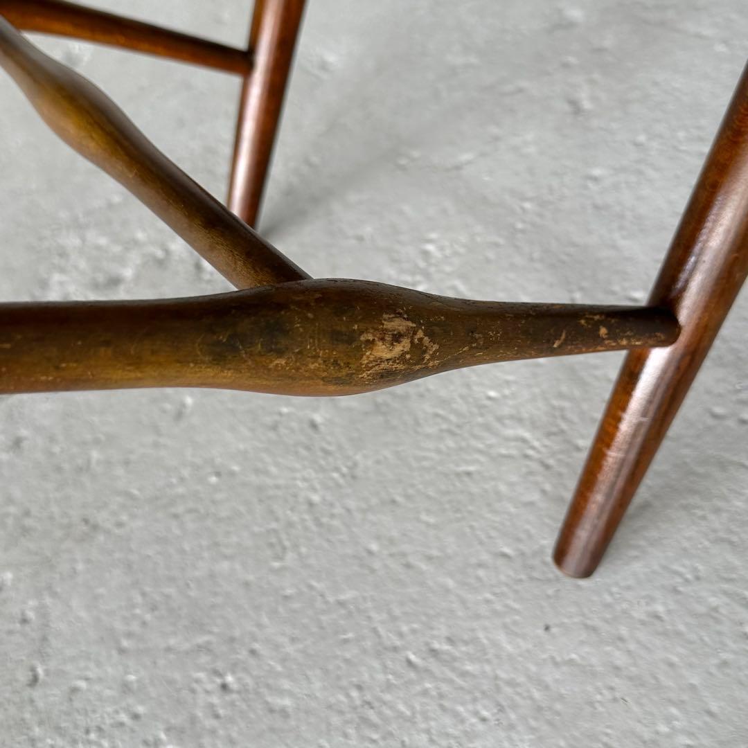 飛騨産業 キツツキ マーク｜ 花柄座面 ラダーバックチェア ｜ 昭和レトロ家具