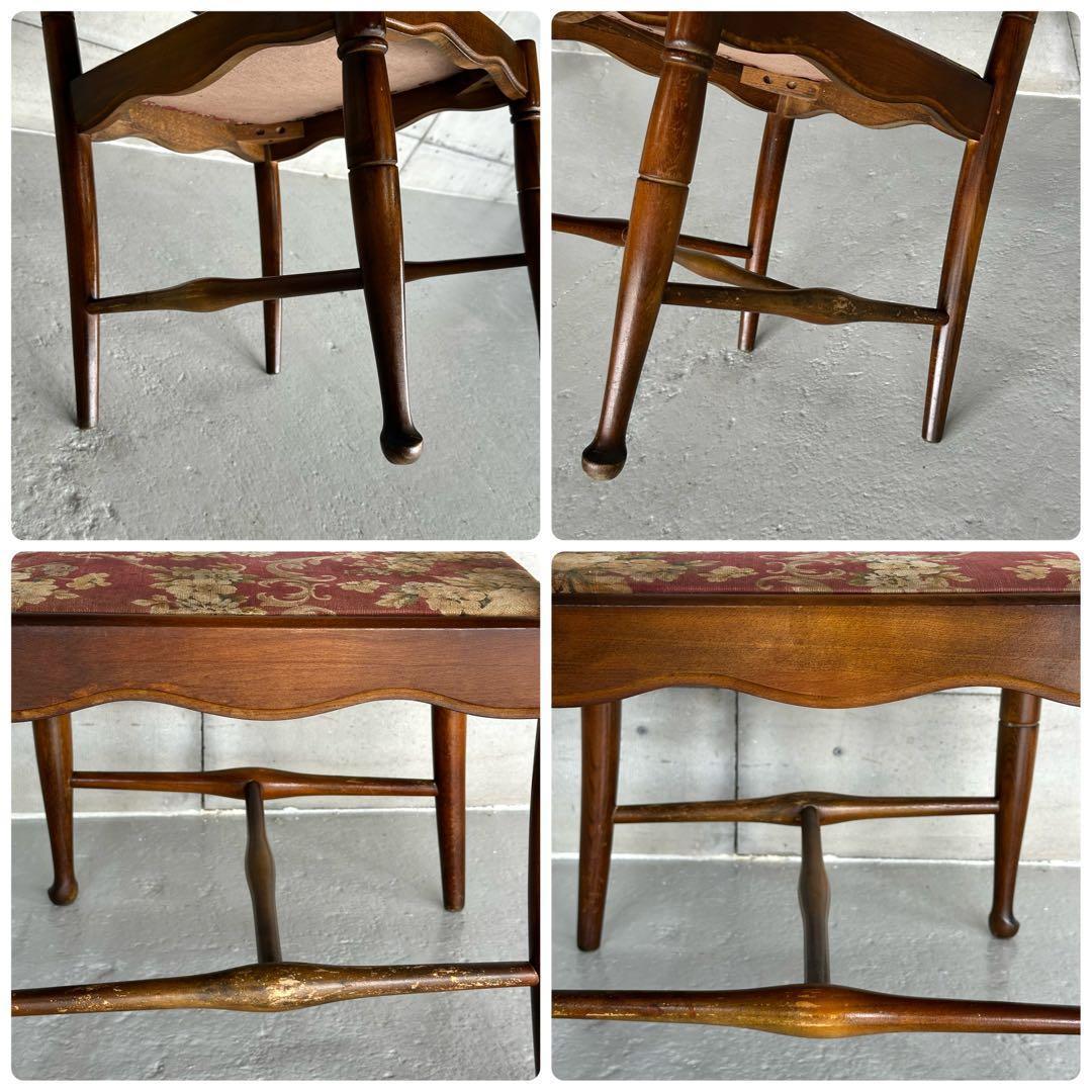 飛騨産業 キツツキ マーク｜ 花柄座面 ラダーバックチェア ｜ 昭和レトロ家具