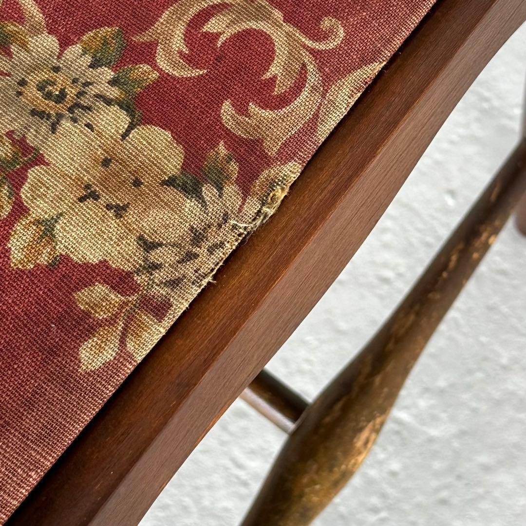 飛騨産業 キツツキ マーク｜ 花柄座面 ラダーバックチェア ｜ 昭和レトロ家具