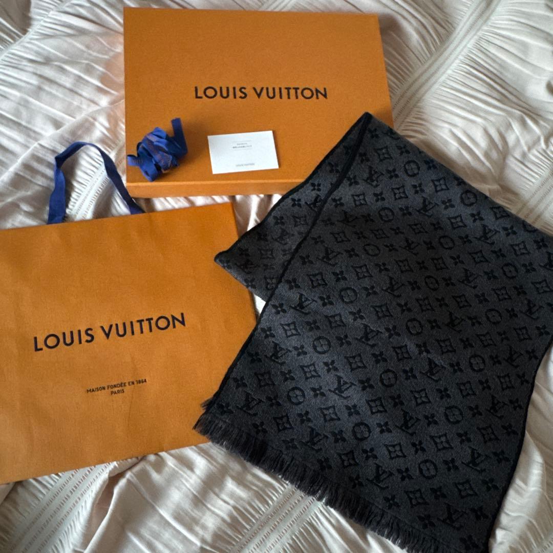 ルイヴィトン マフラー モノグラム クラシック アントラシット ダークグレー