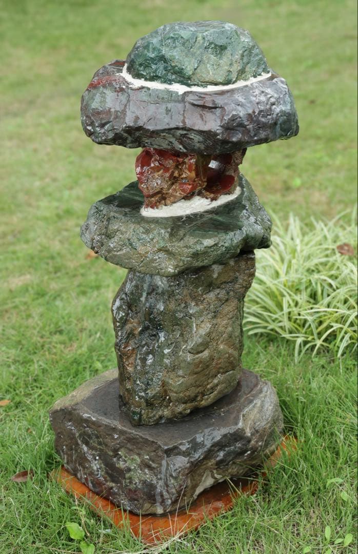 佐渡赤玉石 碧玉　五色石 灯籠 石灯籠 天然石 庭石 茶庭 坪庭 オブジェ 骨董