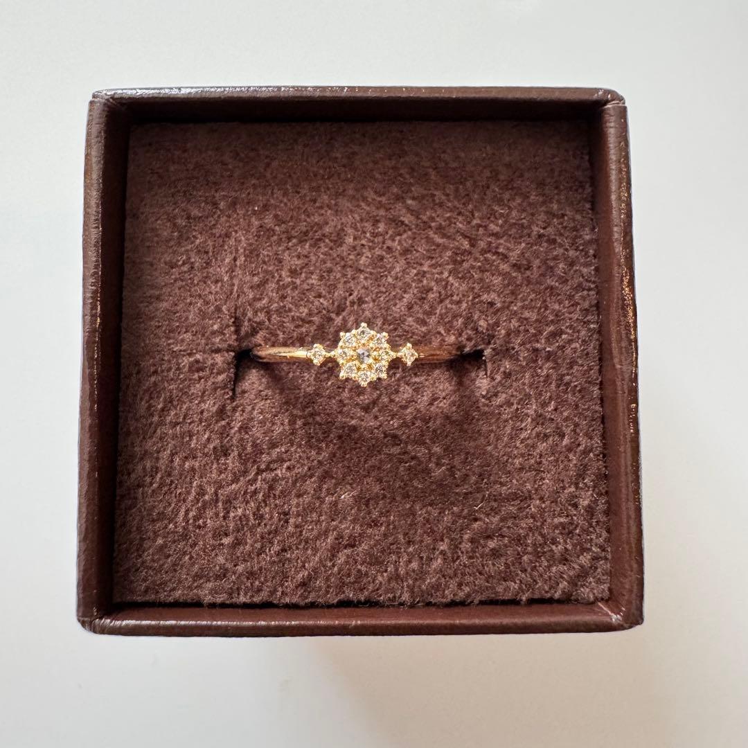 【美品】アガット K18 リング 6号 ダイヤモンド