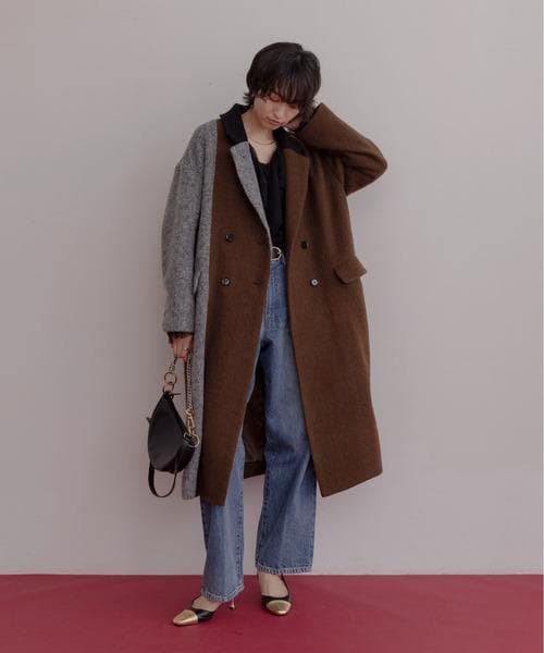 Eimee Law ミックスシャギー配色ロングコート