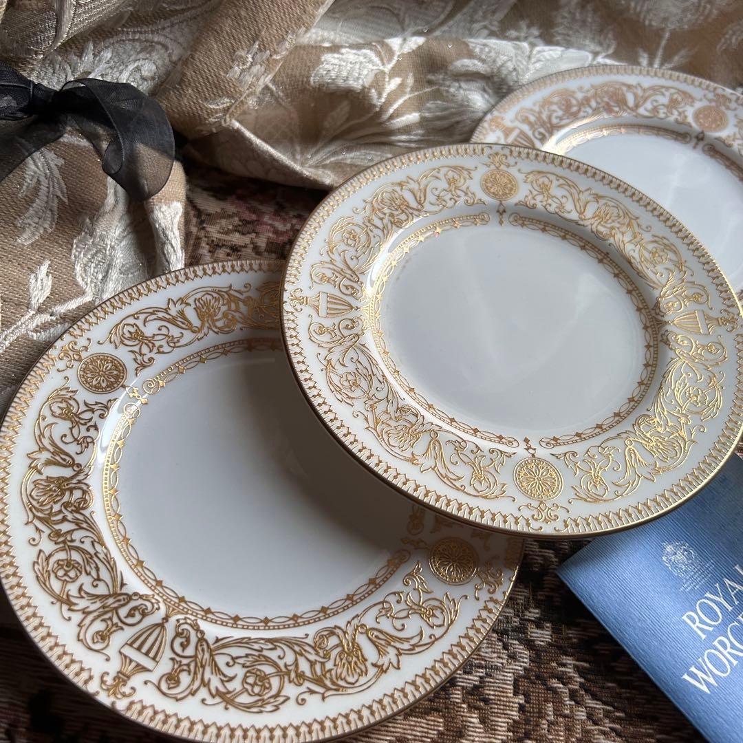 新品 英国製 WORCESTER【HYDE PARK】 ケーキ皿 3枚