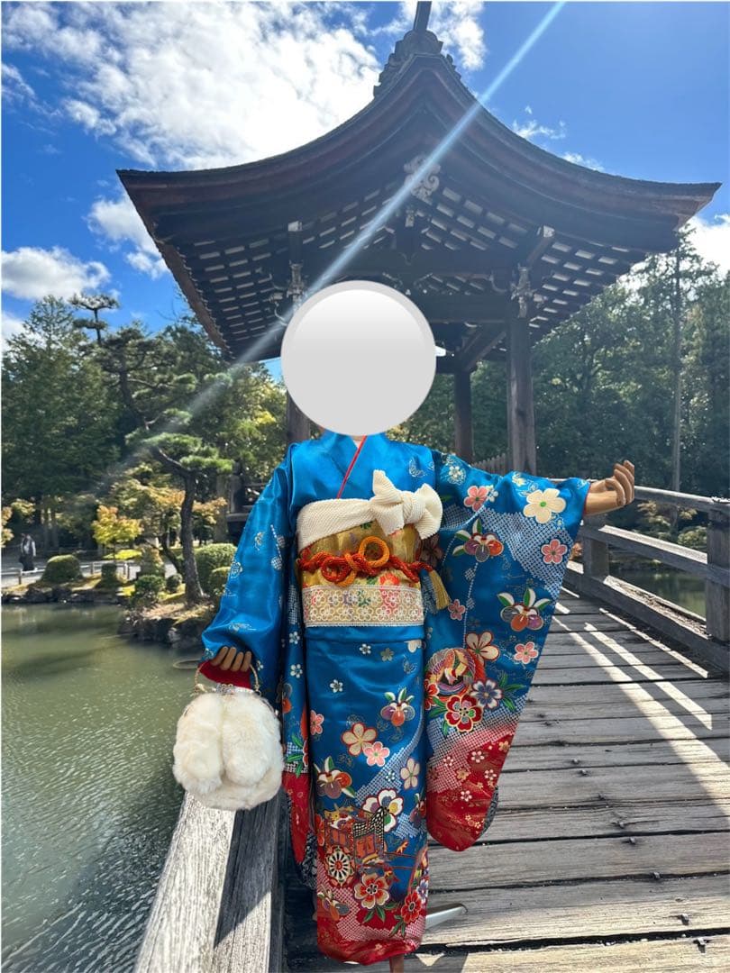 日本製　七五三　フルセット　ブルー　7歳着物