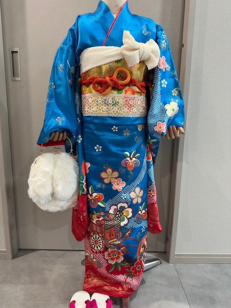 日本製　七五三　フルセット　ブルー　7歳着物