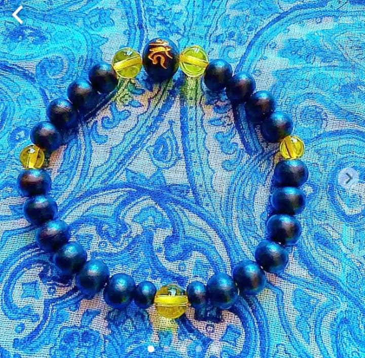 金運爆上げ　京都　天竜寺　最高級　シトリン＋本黒檀パワーブレスレット