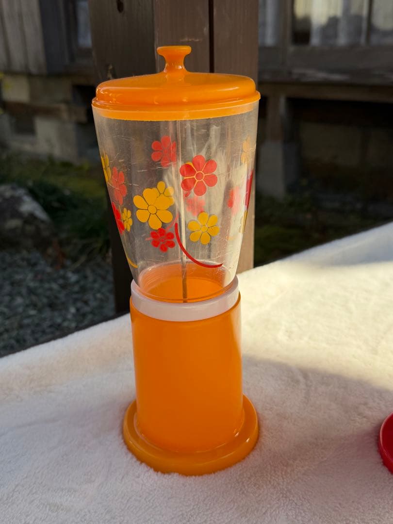 昭和レトロ　トーワ　TOWA 箸立て　レトロ箸立　食堂　当時物　花柄　黄色