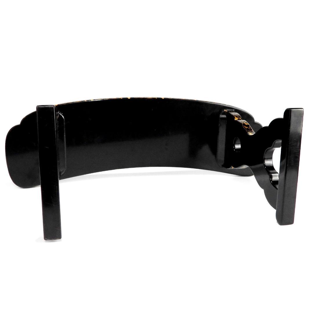 時代物 唐草金蒔絵 脇息 肘置 黒塗 木製