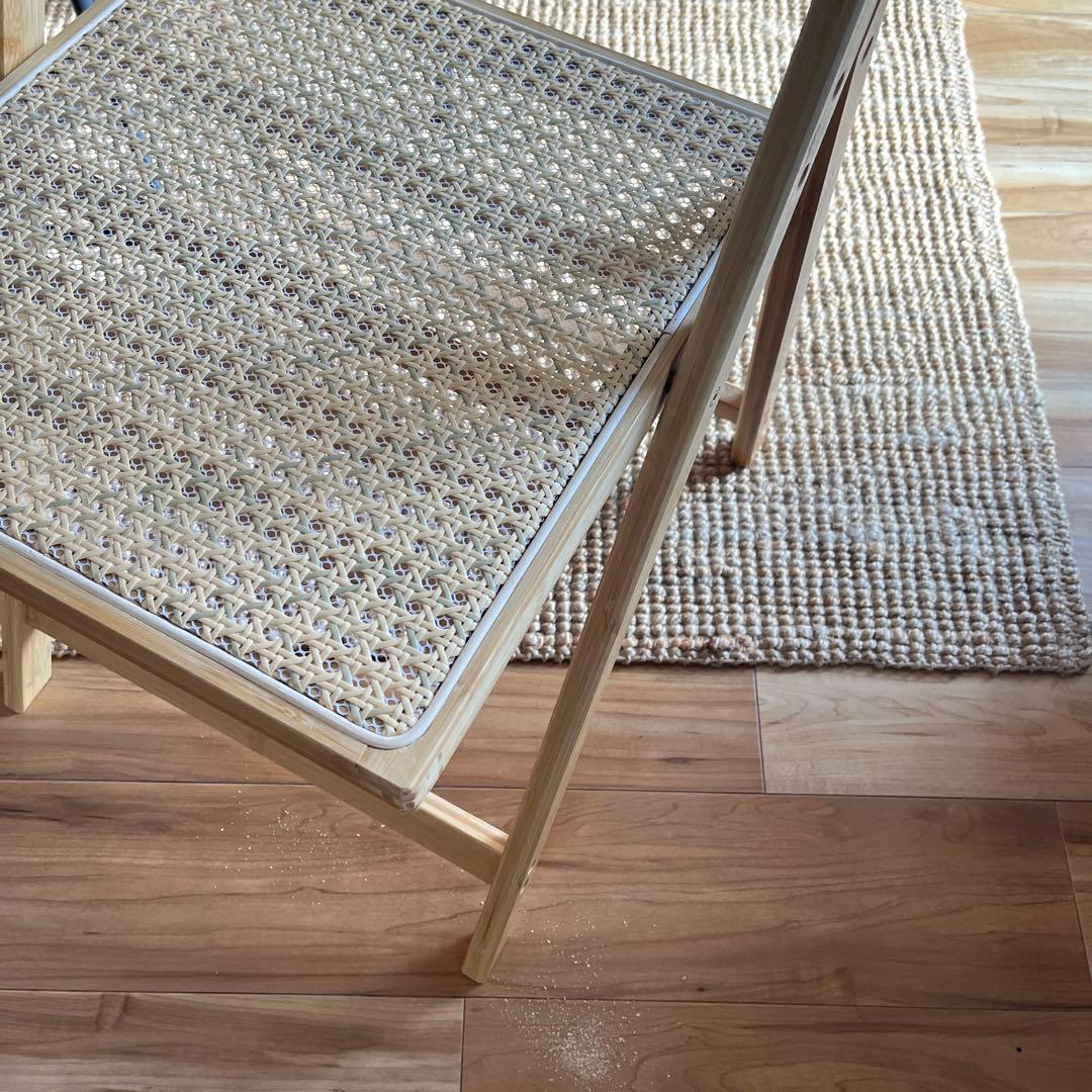 折りたたみ ラタンチェア 椅子 ビンテージ調 ダイニングチェア