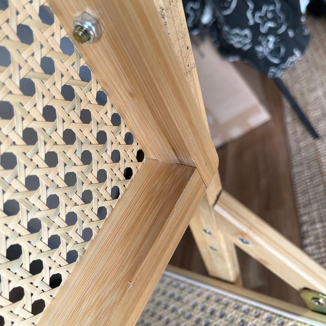 折りたたみ ラタンチェア 椅子 ビンテージ調 ダイニングチェア