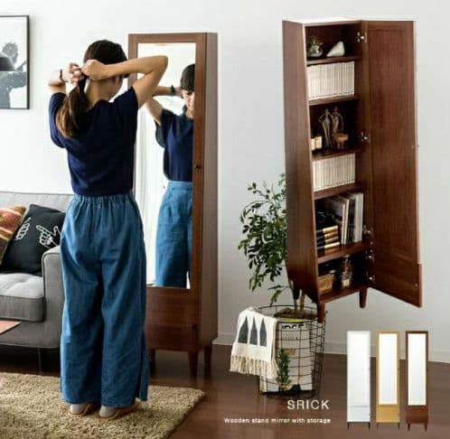 新品　姿見　ミラー　収納付き　エア・リゾーム ドレッサー ラック ブラウン