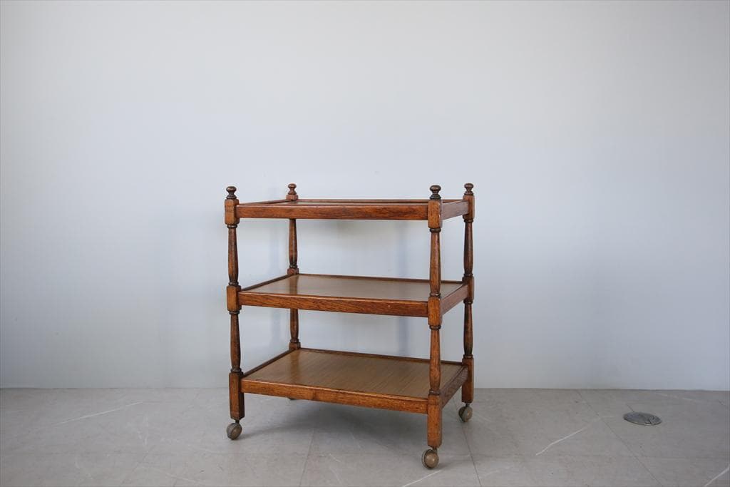 英国アンティーク木製キッチンワゴン/トロリー/サイドテーブル机/飾り棚92-87