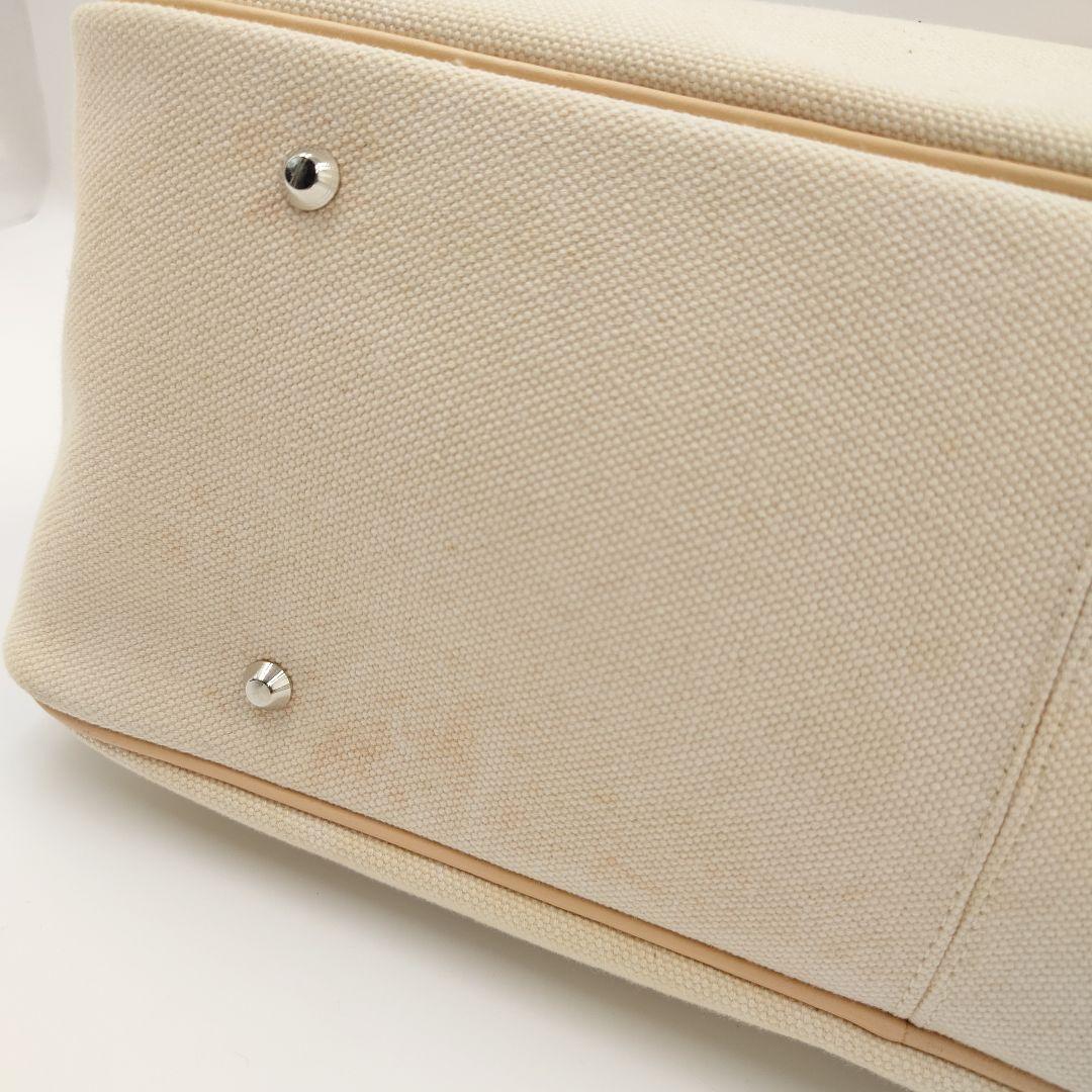 BURBERRY ミニボストンバッグ キャンバス ベージュ ヌメ革 バーバリー