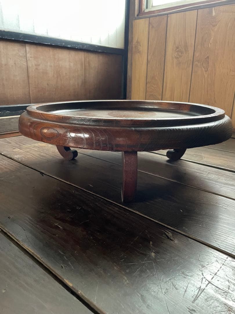 花台　欅一刀彫り　脚付き膳　お盆