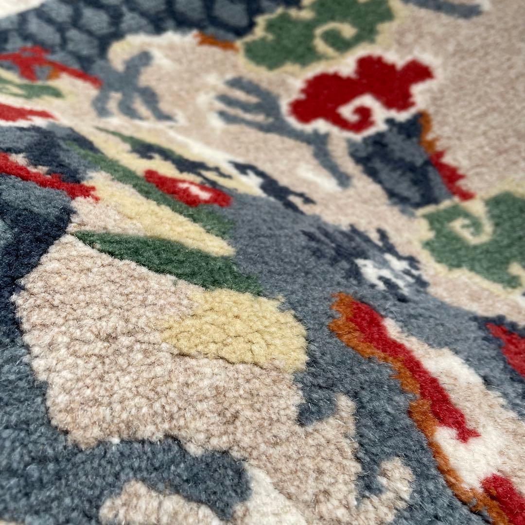 チベタンラグ　チェアマット　ドラゴン