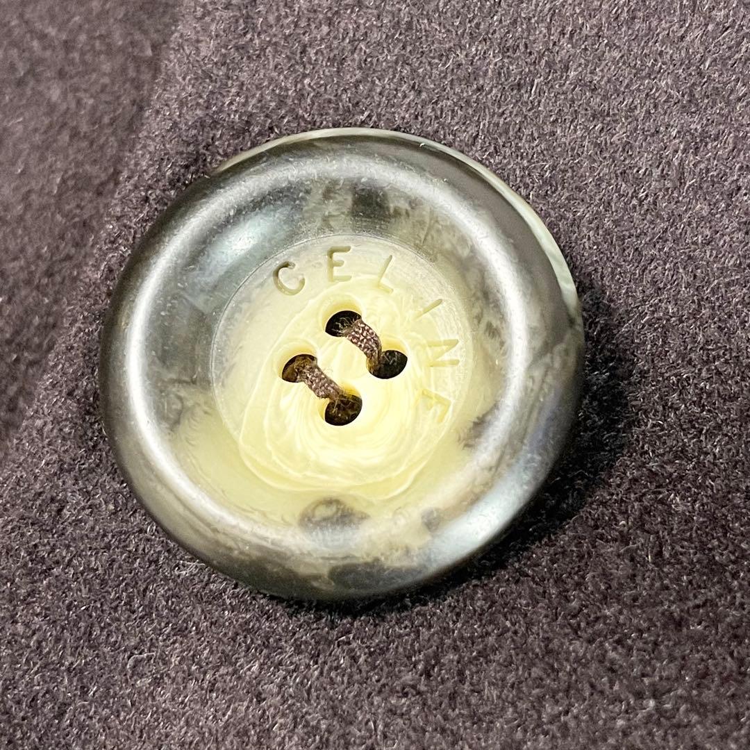 【極美品】CELINE ウールカシミヤ ロングコート 38 濃茶 ロゴボタン