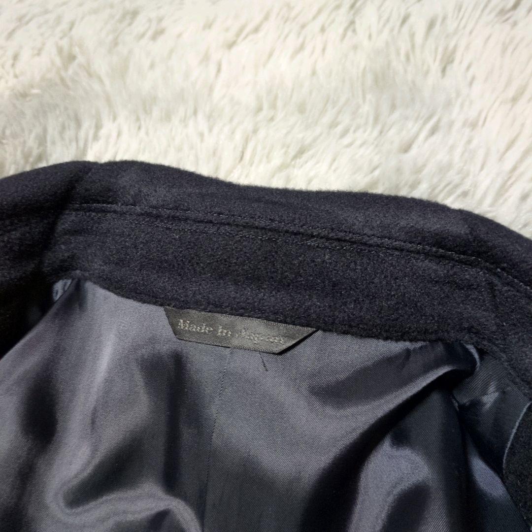 【野海】カシミヤ100％☆比翼☆ステンカラーコート☆深喜毛織☆L