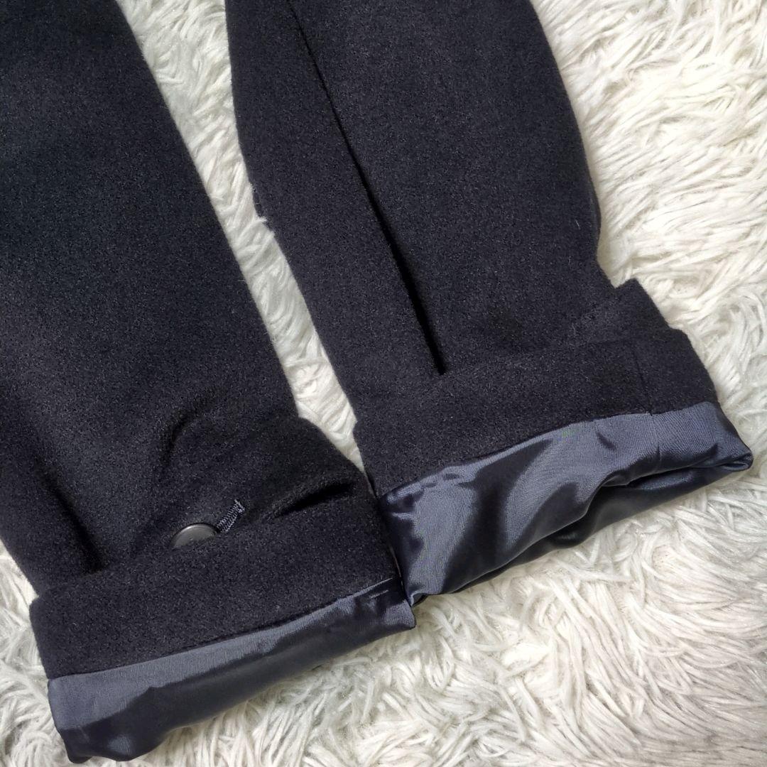 【野海】カシミヤ100％☆比翼☆ステンカラーコート☆深喜毛織☆L