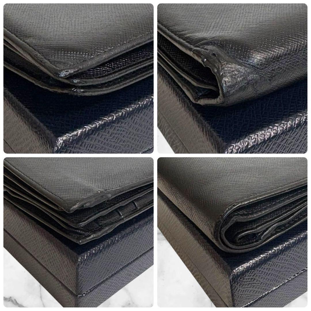 美品✨ PRADA プラダ 二つ折り財布 サフィアーノ ブラック 三角ロゴ