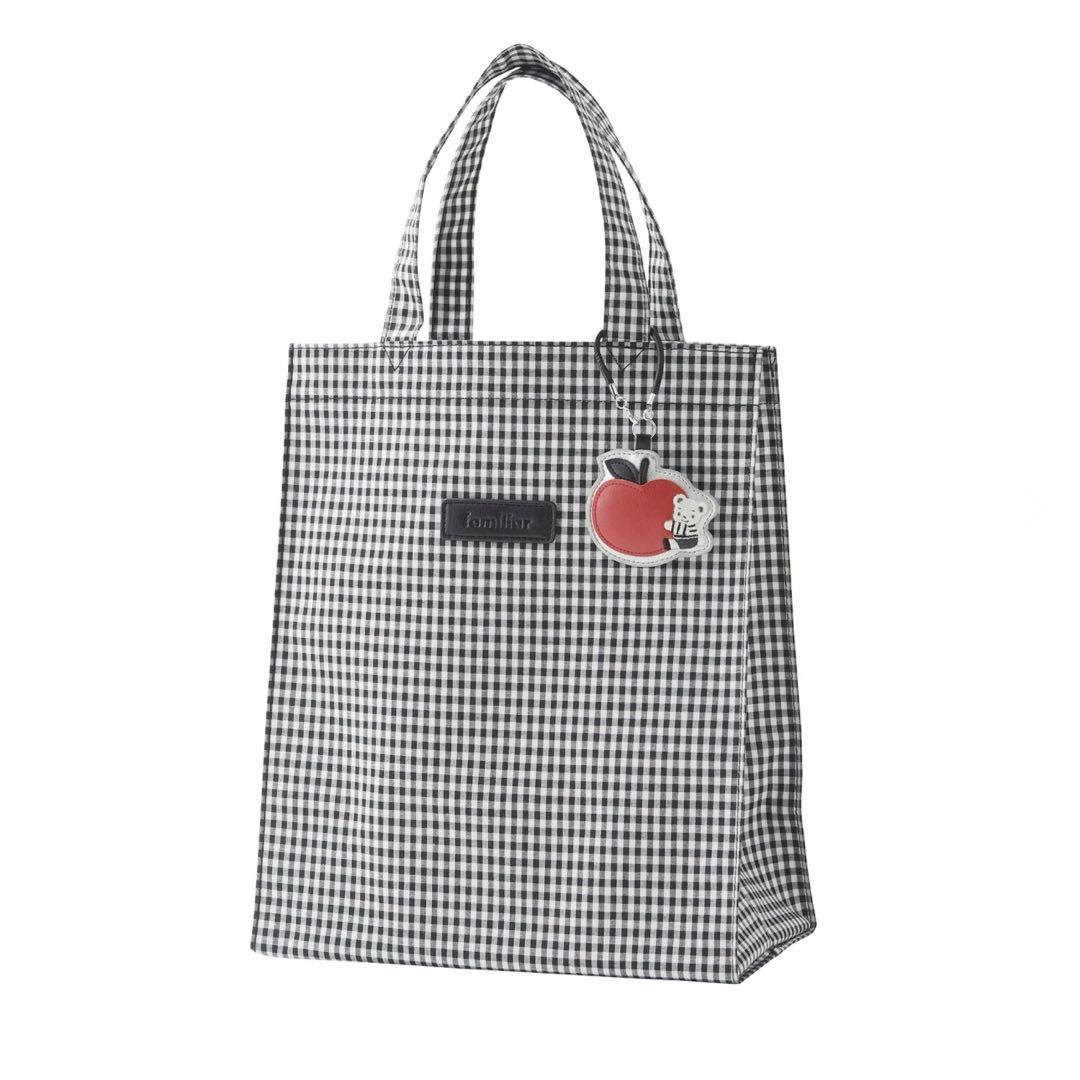 ファミリア トートバッグ 黒 ギンガムチェック