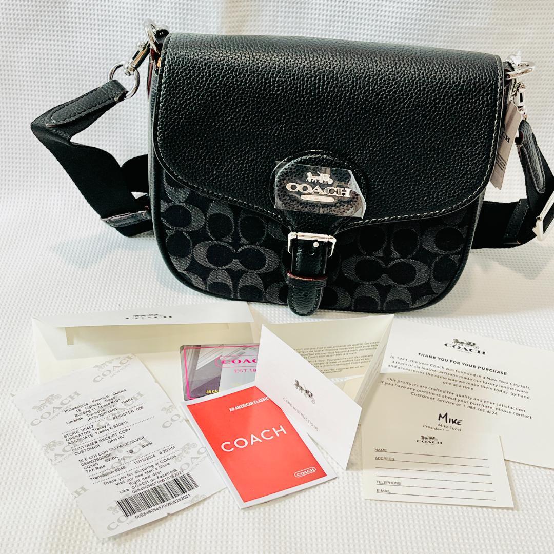 未使用 COACH CQ185 ショルダーバッグ ブラック シグネチャー 黒