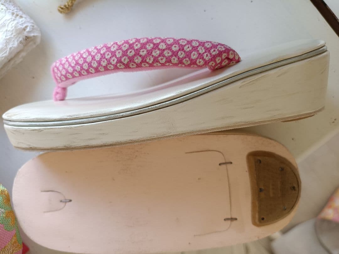 専用です☆白ピンクの着物にキラキラ作り帯☆七五三フルセット