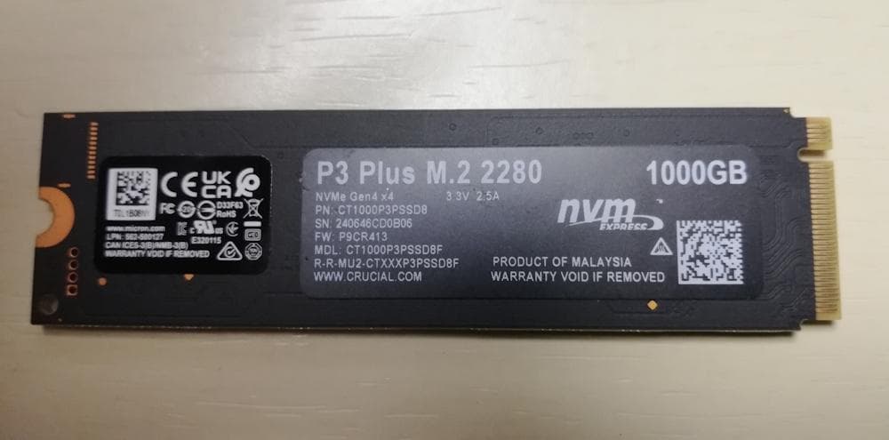 内蔵型SSD Crucial P3 Plus M.2 2280 1000GB SSD