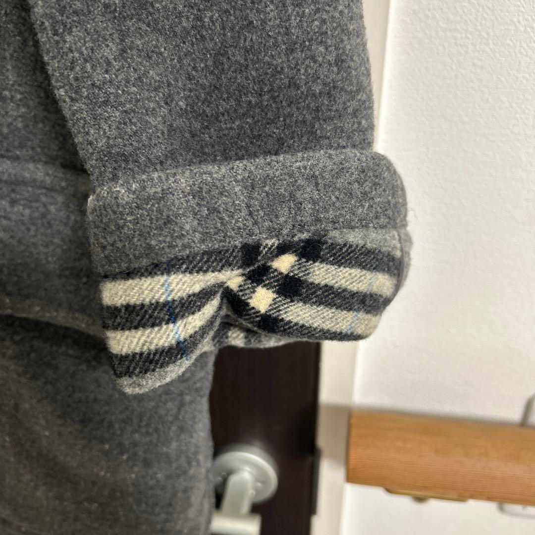 バーバリーブルーレーベルグレー ダッフルコート フード付き