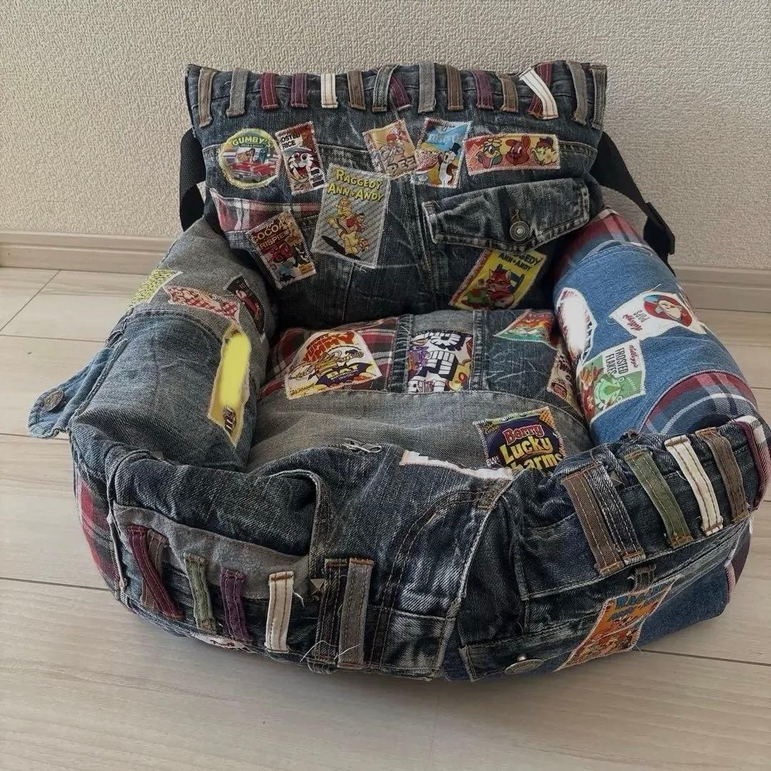 デニムリメイク ドライブベッド　ペットベッド ペットクッション