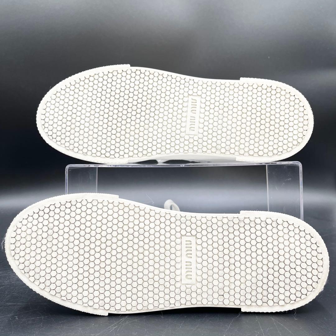 美品✨ ミュウミュウ ステッチ ハイカット キャンバス レディース スニーカー