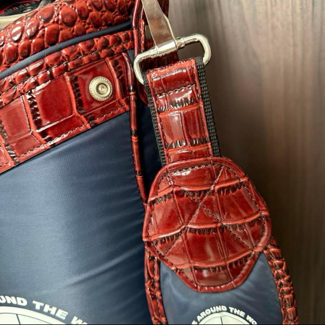 BOLSA ネイビー クロコダイル風 ゴルフバッグ　キャディバッグ