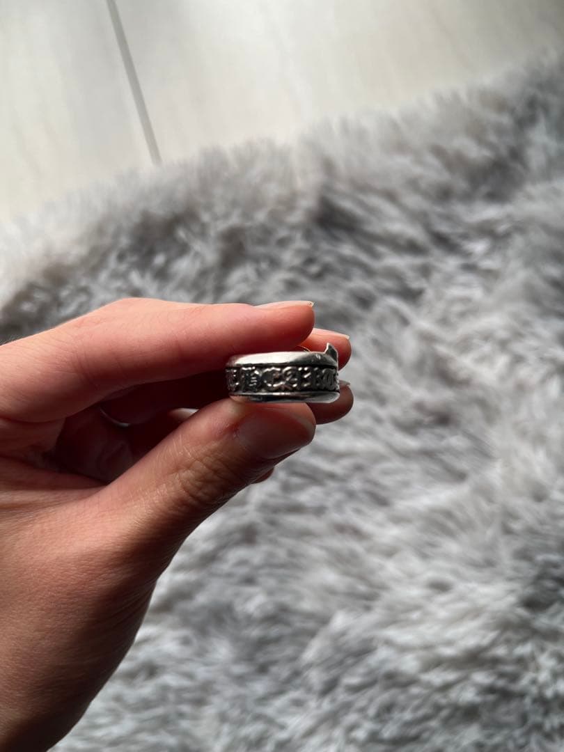 【インボイス原本付属】クロムハーツ　スクロールラベルリングスモール