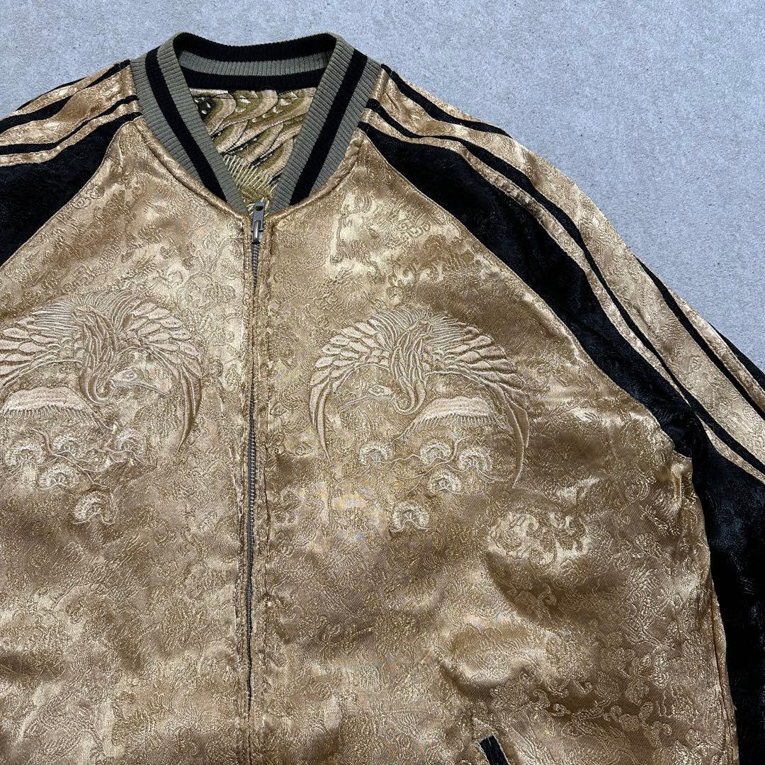 専用★XL 大きいサイズ‼️ 花旅楽団　鳳凰　リバーシブルスカジャン　ゴールド