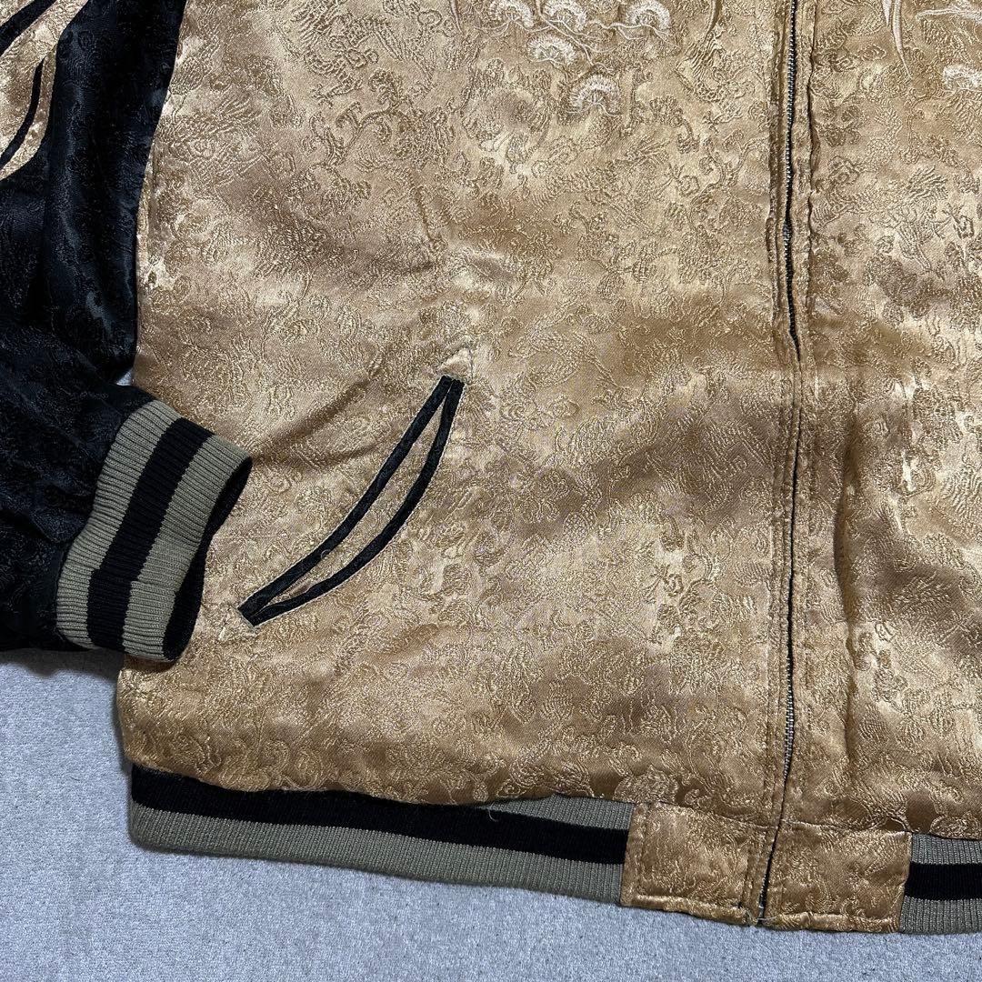 専用★XL 大きいサイズ‼️ 花旅楽団　鳳凰　リバーシブルスカジャン　ゴールド