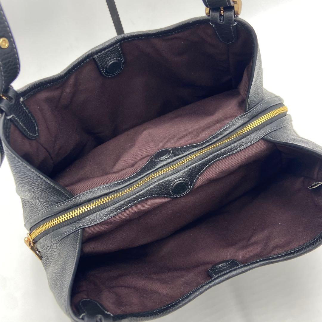 美品✨コーチ エリン ショルダーバッグ レザー シボ革 ビジネス 黒 CAQ86