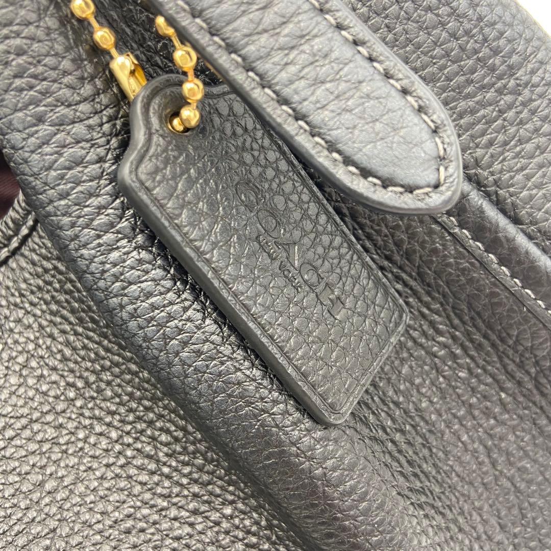 美品✨コーチ エリン ショルダーバッグ レザー シボ革 ビジネス 黒 CAQ86