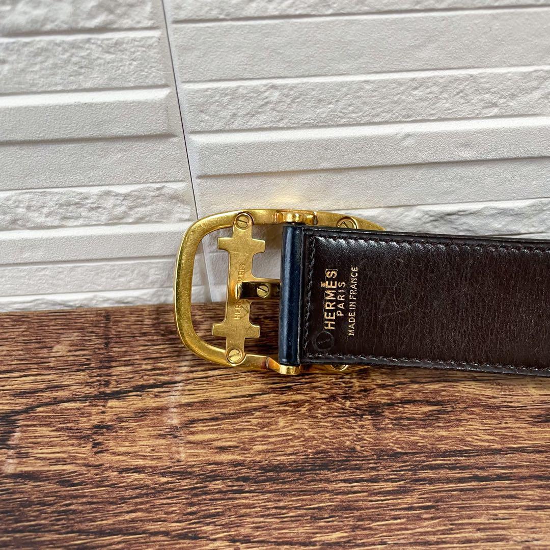 エルメス レザー コンスタンス Hバックル ゴールド 金具 ベルト バイカラー