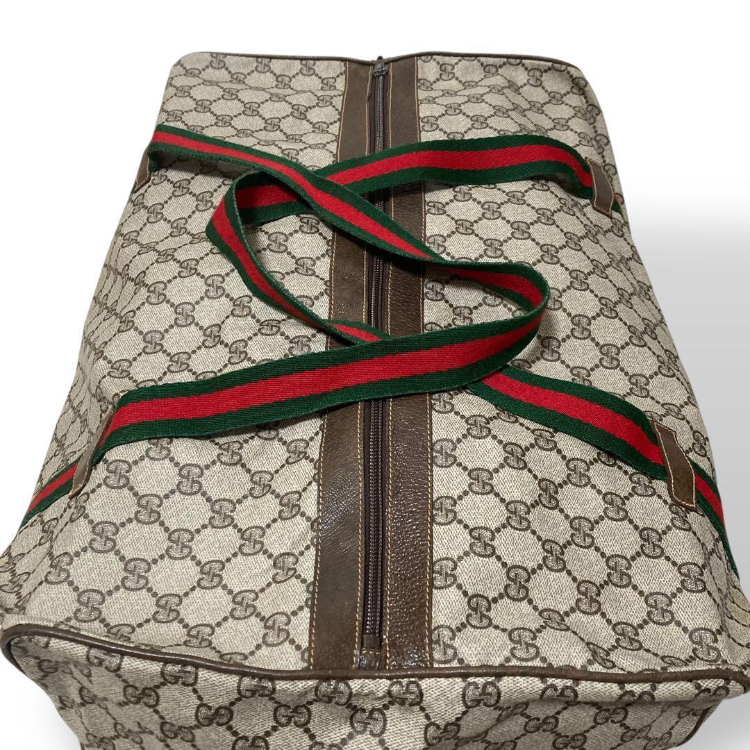 【美品】オールドグッチ　シェリーライン　ボストンバッグ　gg柄　PVC レザー