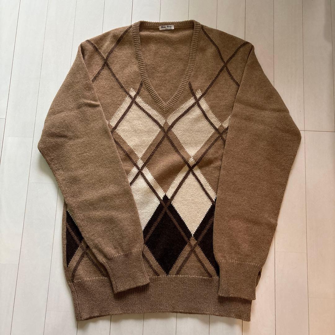 miu miu ミュウミュウアーガイル柄セーター サイズ40(クリーニング済み)