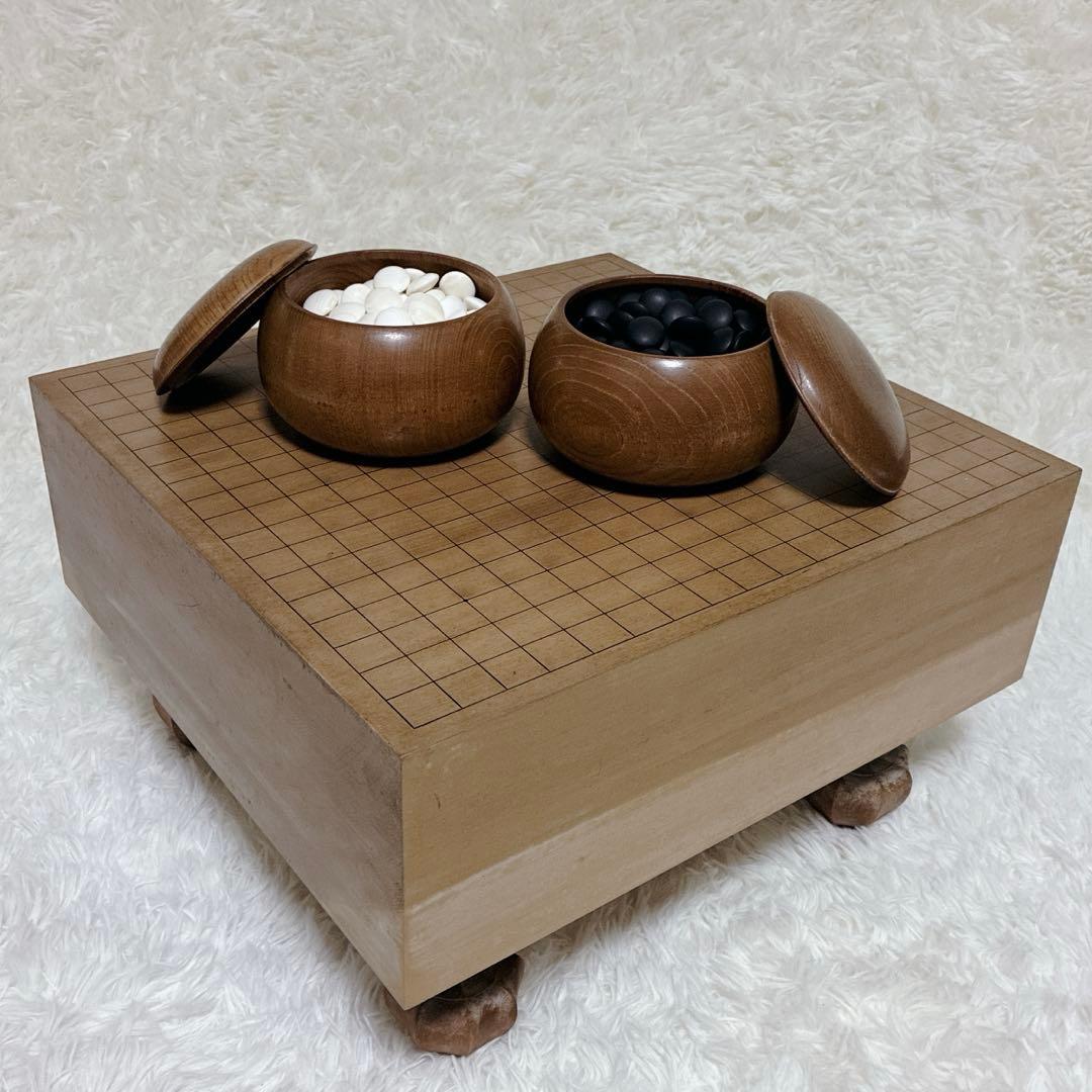 本蛤碁石30号 脚付き碁盤 厚15cm 木製碁笥 囲碁セット