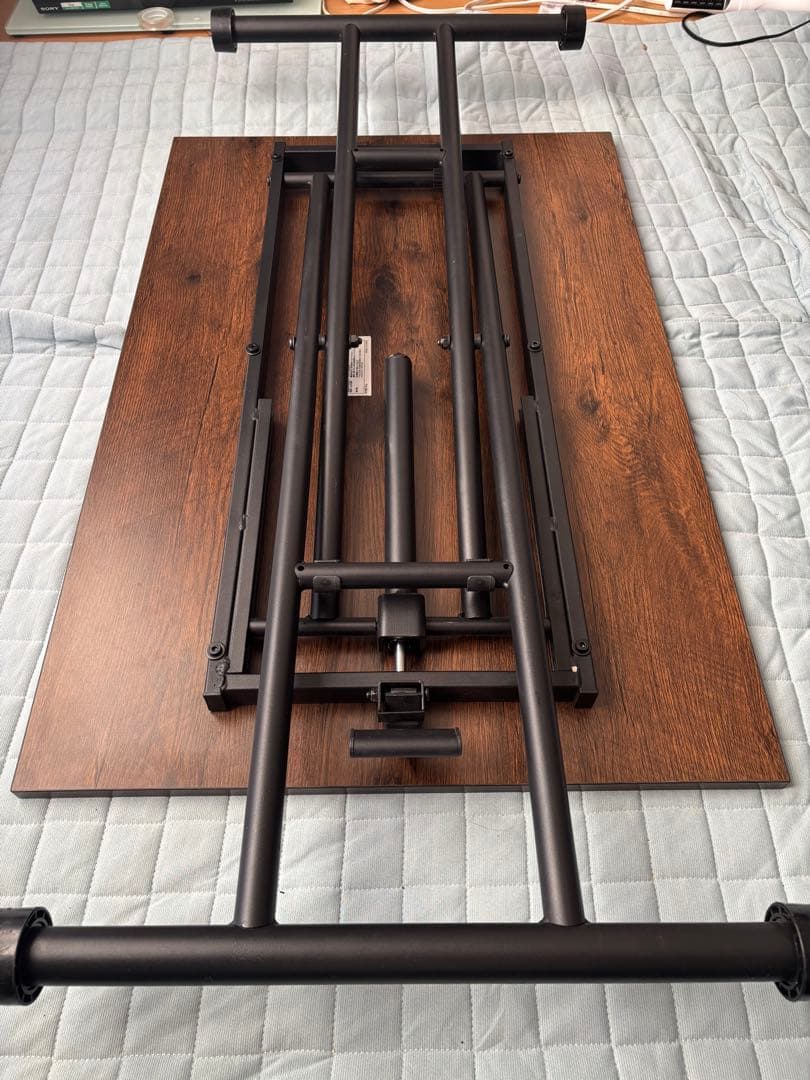 リコメン堂　昇降式テーブル　ダークブラウン 折りたたみ式　90×60 引取り限定