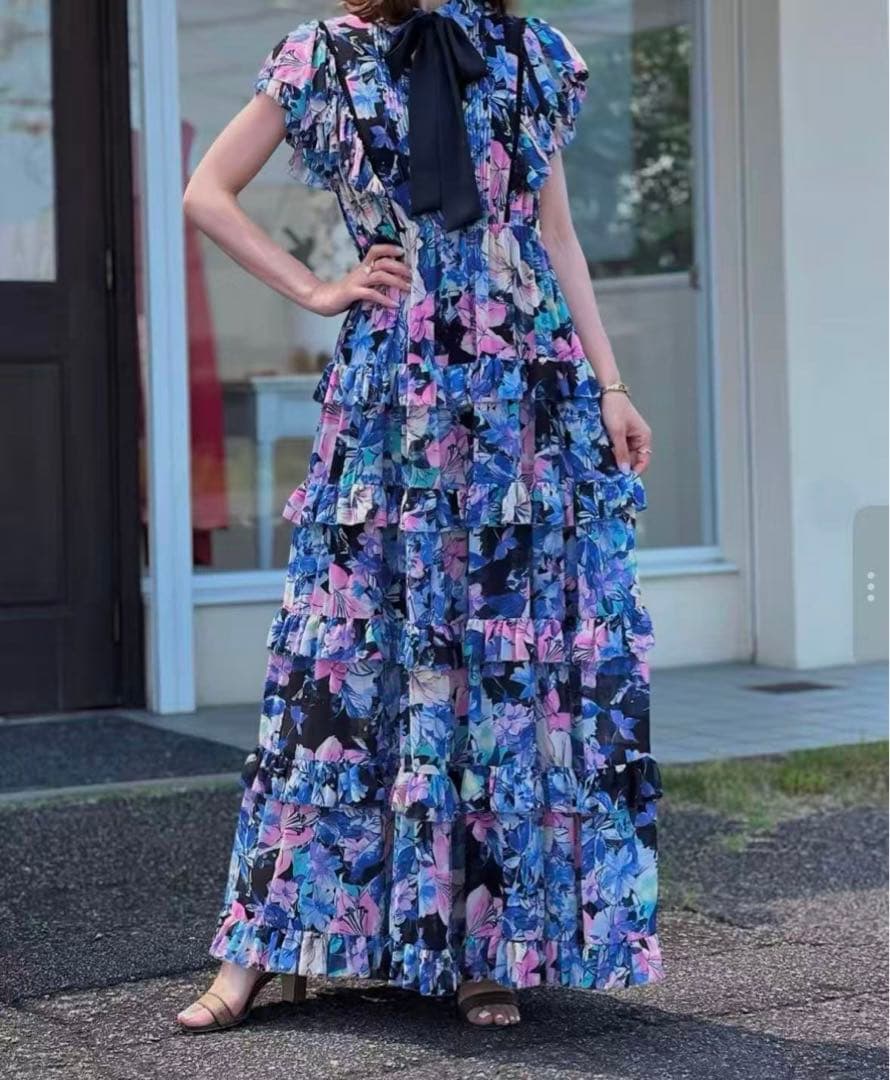 Sov./ シフォンティアードロングワンピース