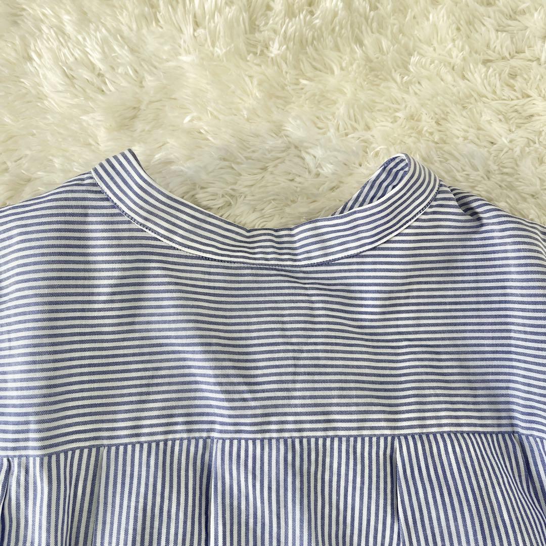 希少✨ドゥロワー シャツ　コットンバンドカラーブラウス 36 ブルーストライプ