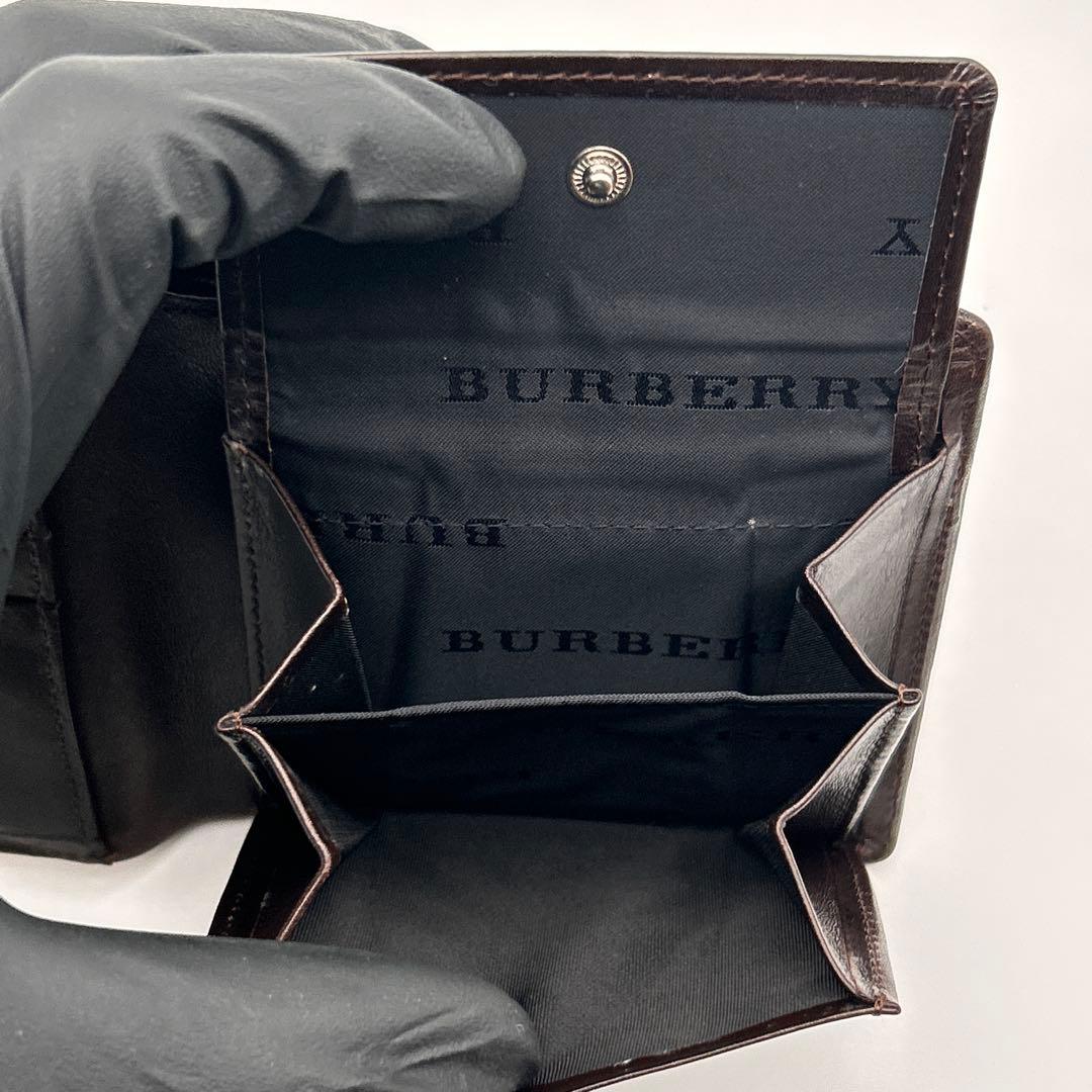 BURBERRY バーバリー 二つ折り財布 レザー チェック柄 高級 良品