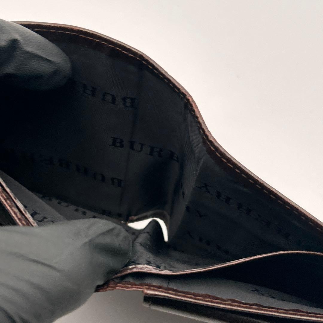 BURBERRY バーバリー 二つ折り財布 レザー チェック柄 高級 良品
