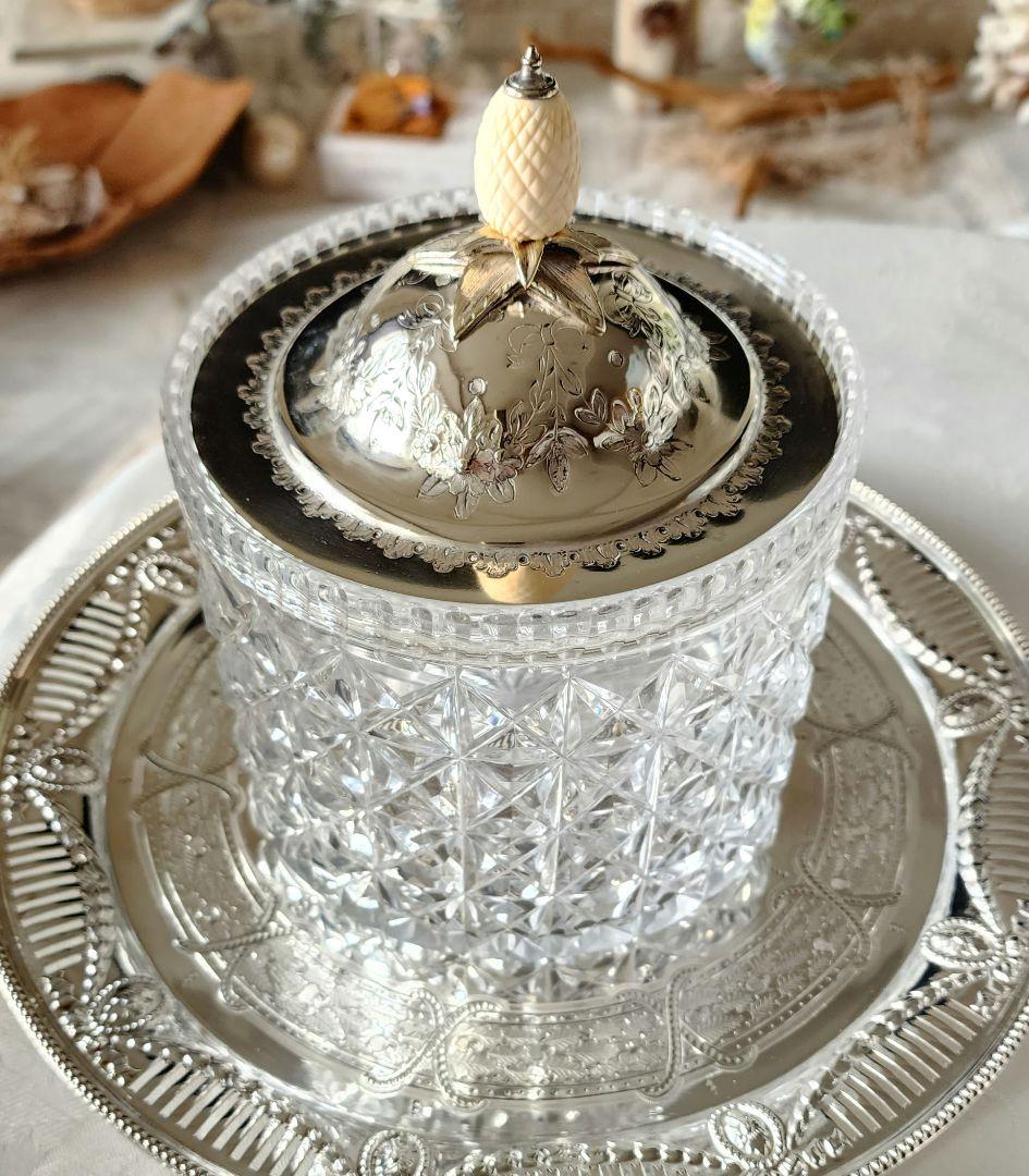 ヴィクトリアン ビスケットボックス ビスケットバレル リボン アンティーク